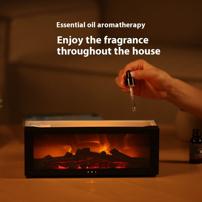 Flame Machine Colorful Essential Oil Diffuser Large Fog Volume Flame Humidifier 3D Flame Fireplace Machine